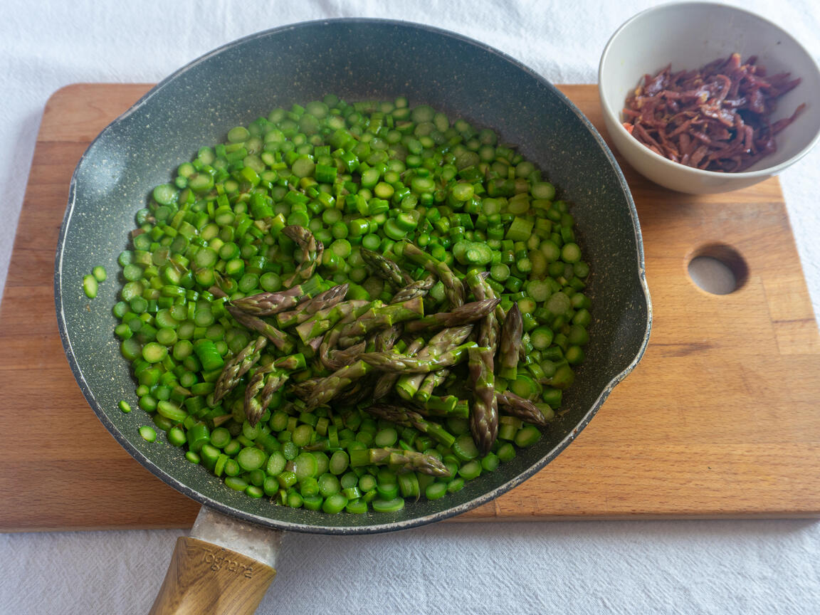 Pasta med sparris och skinka - steg 3