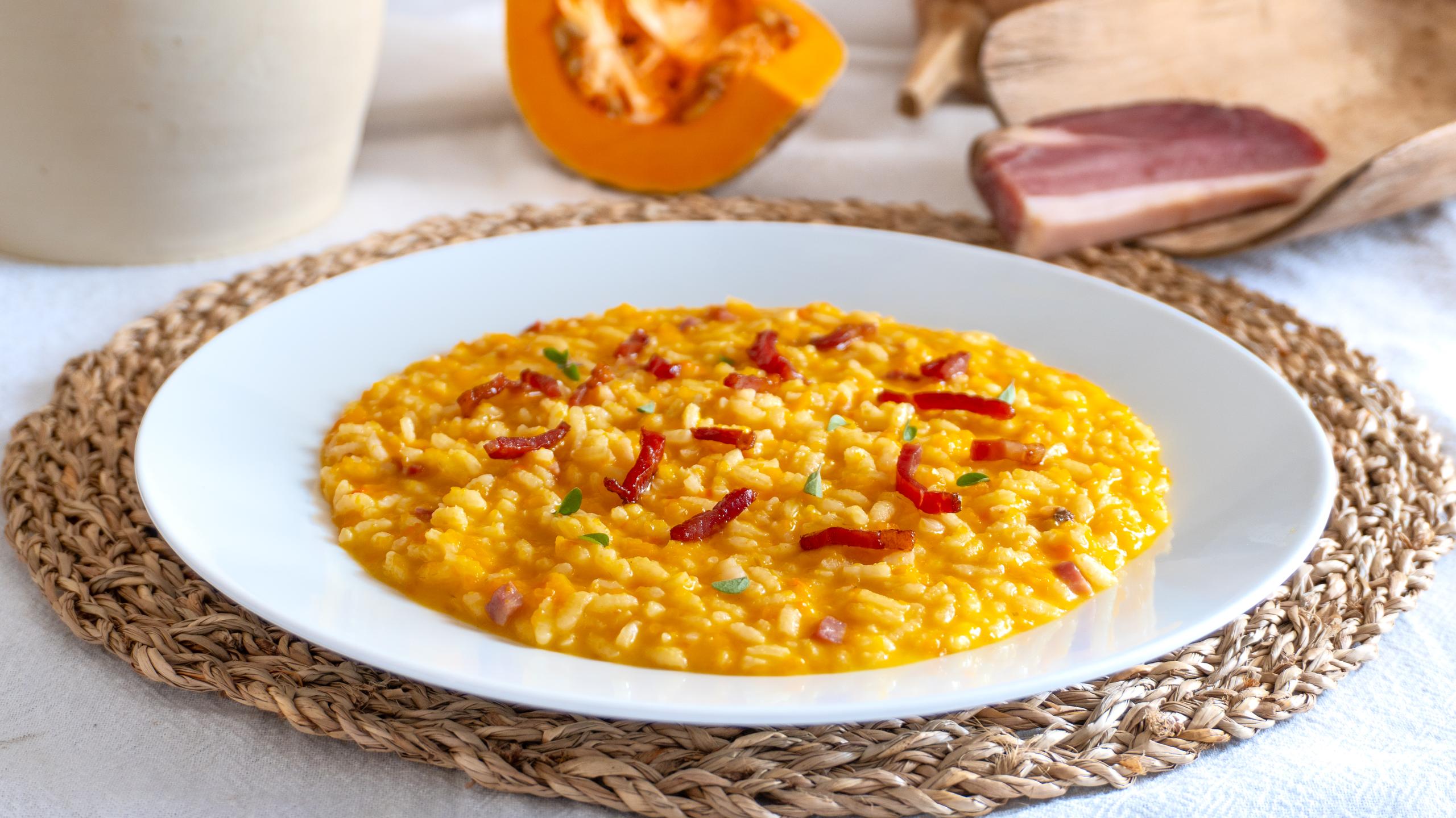 Risotto med pumpa, speck och taleggio