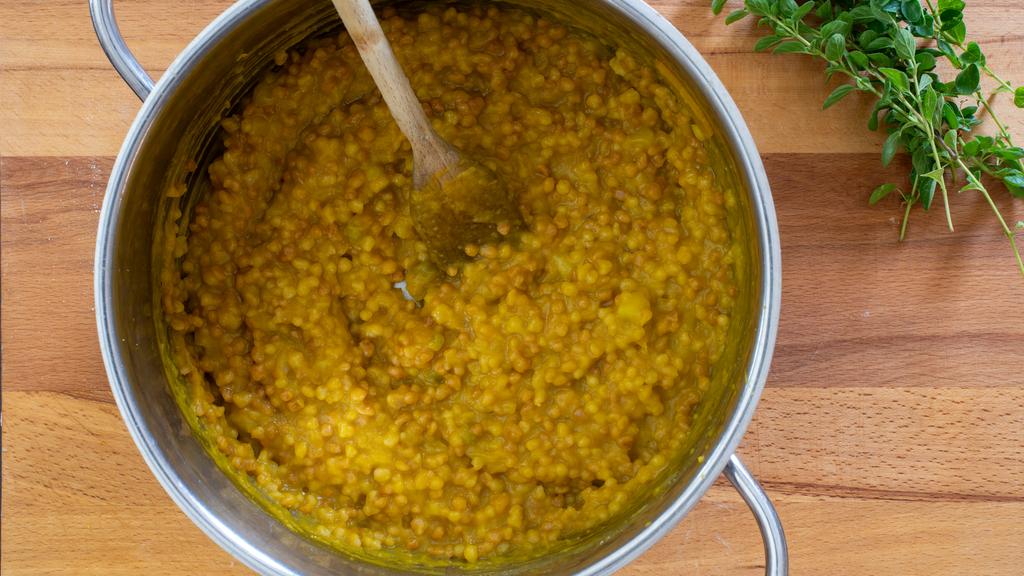 Fregola med pumpa och potatis